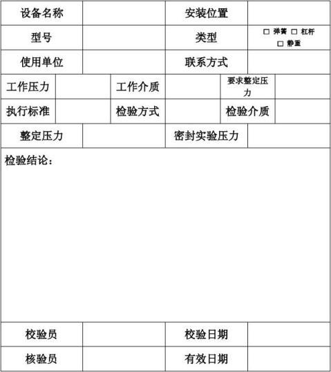 安全阀检验报告