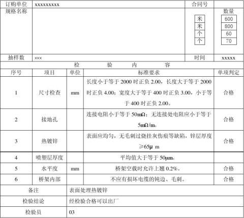 桥架出厂报告模板