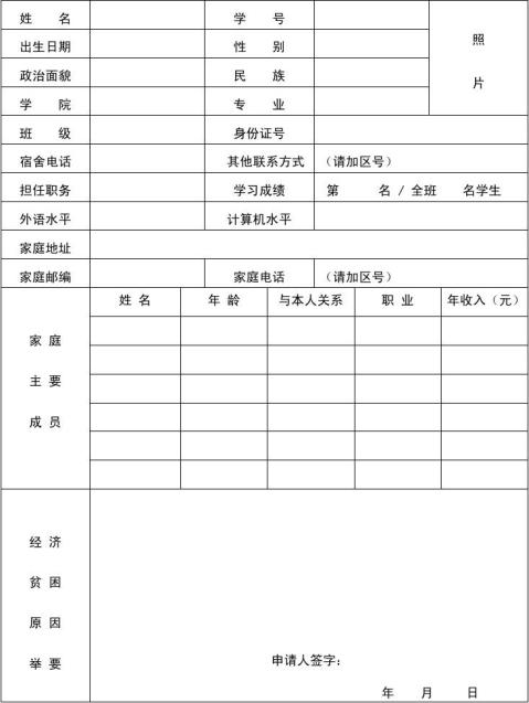 新长城自强助学金申请表04