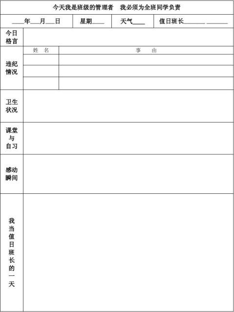 701班值日班长制度2700字 范文118