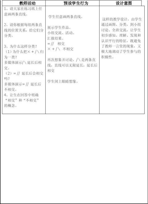 继续教育小学数学教学设计与反思认识平行