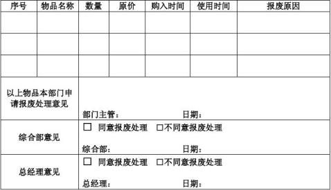 報廢物品申請單