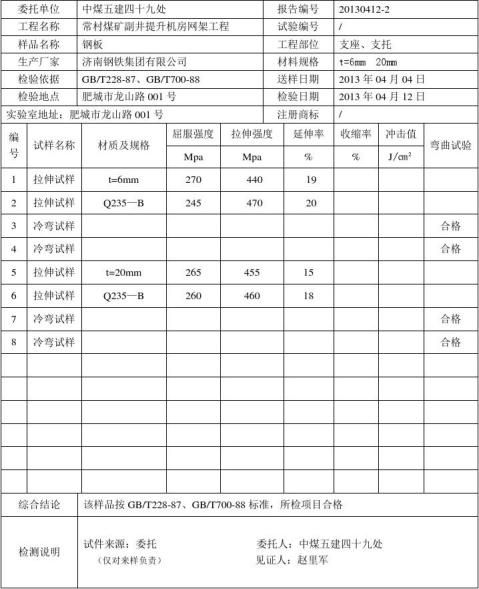 机械性能检验报告