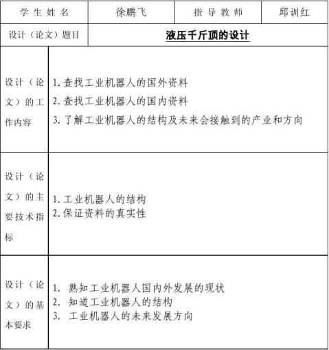 餘下全文篇七 :工業機器人機械手(設計)開題報告